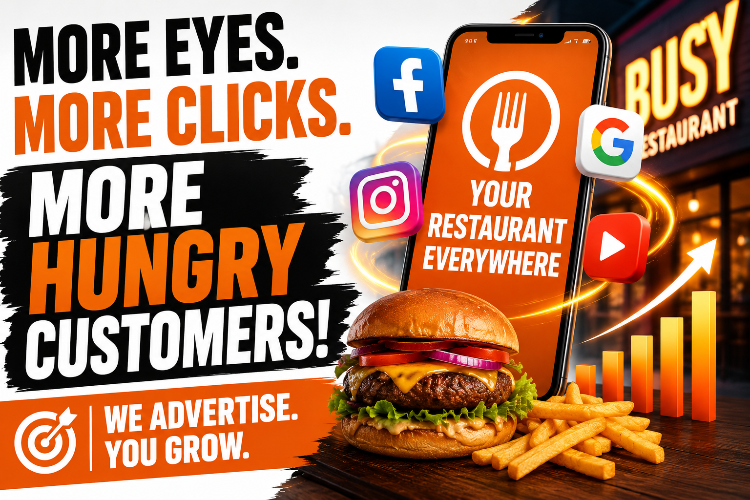 More eyes, more clicks, more hungry customers — restaurant advertising that gets your restaurant found on Google and AI search